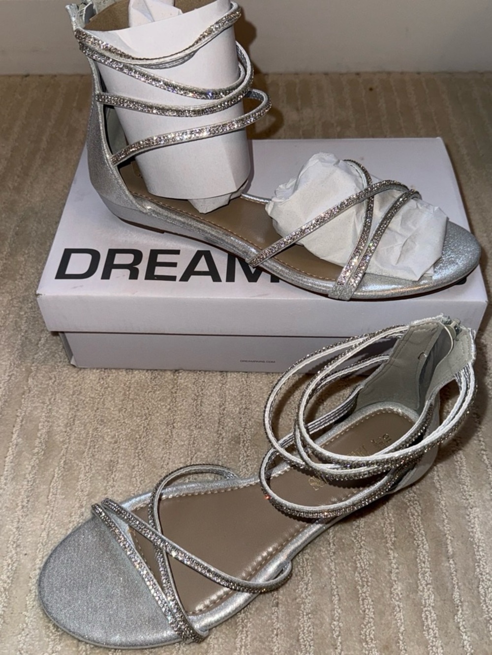 Dream Pairs Silver Rhinestone Wrap Gladiator Sandals